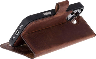 Solo Pelle Vintage Braun, Lederhülle kompatibel für iPhone 17 in 6.3 Zoll abnehmbare Hülle (2in1) inkl. Kartenfächer geeignet für MagSafe Zubehör