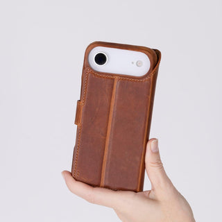 Solo Pelle Camelbraun Lederhülle kompatibel für iPhone Air in 6.5 Zoll abnehmbare Hülle (2in1) inkl. Kartenfächer geeignet für MagSafe Zubehör