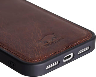 Vintage Braun Solo Pelle Lederhülle für das iPhone 17 in 6.3 Zoll Stanford Case Leder Hülle Ledertasche Backcover aus echtem Leder geeignet für MagSafe Zubehör