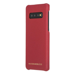Maison de Noblesse kompatibel mit Samsung S10 Plus Lederhülle Ledertasche Backcover Ultra Slim (Granatapfel Rot)