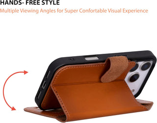 Solo Pelle Cognac Braun Lederhülle kompatibel für iPhone 17 Pro Max in 6.9 Zoll abnehmbare Hülle (2in1) inkl. Kartenfächer geeignet für MagSafe Zubehör