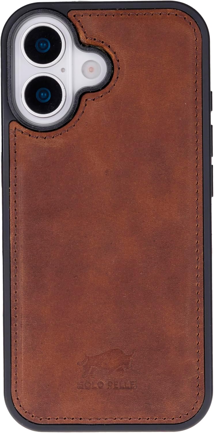 Solo Pelle Camelbraun, Lederhülle kompatibel für iPhone 17 in 6.3 Zoll abnehmbare Hülle (2in1) inkl. Kartenfächer geeignet für MagSafe Zubehör