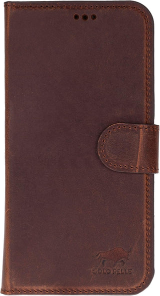 Vintage Braun Solo Pelle Lederhülle kompatibel für iPhone 17 in 6.3 Zoll abnehmbare Hülle (2in1) inkl. Kartenfächer geeignet für MagSafe Zubehör