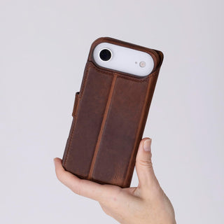 Solo Pelle Vintage Braun Lederhülle kompatibel für iPhone Air in 6.5 Zoll abnehmbare Hülle (2in1) inkl. Kartenfächer geeignet für MagSafe Zubehör