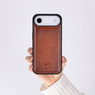 Solo Pelle Lederhülle für das iPhone Air in 6.5 Zoll Cognac Braun Stanford Case Leder Hülle Ledertasche Backcover aus echtem Leder geeignet für MagSafe Zubehör