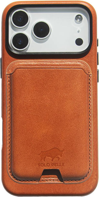 Solo Pelle Lederhülle für das iPhone 17 Pro Max in 6.9 Zoll Cognac Braun + Kartenetui  Princeton Case Leder Hülle Ledertasche Backcover aus echtem Leder geeignet für MagSafe Zubehör