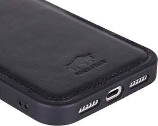 Schwarz Solo Pelle Lederhülle für das iPhone 17 in 6.3 Zoll Stanford Case Leder Hülle Ledertasche Backcover aus echtem Leder geeignet für MagSafe Zubehör