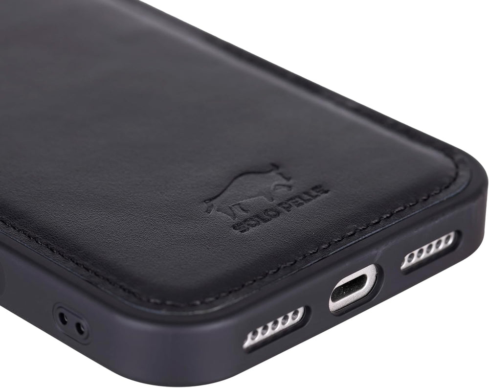 Solo Pelle Schwarz Lederhülle für das iPhone 17 Pro in 6.3 Zoll Stanford Case Leder Hülle Ledertasche Backcover aus echtem Leder geeignet für MagSafe Zubehör
