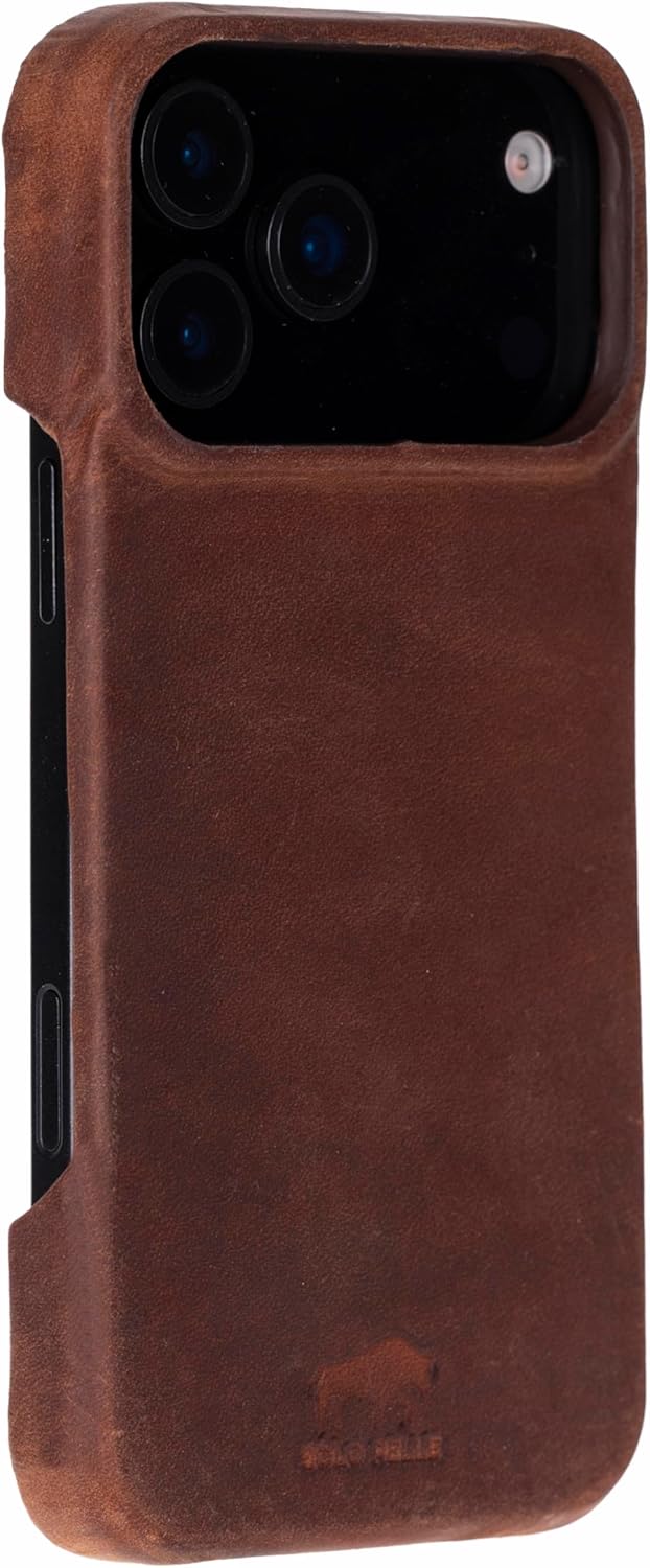 Solo Pelle Vintage Braun Lederhülle kompatibel für iPhone 17 Pro Max in 6.9 Zoll abnehmbare Hülle (2in1) inkl. Kartenfächer geeignet für MagSafe Zubehör