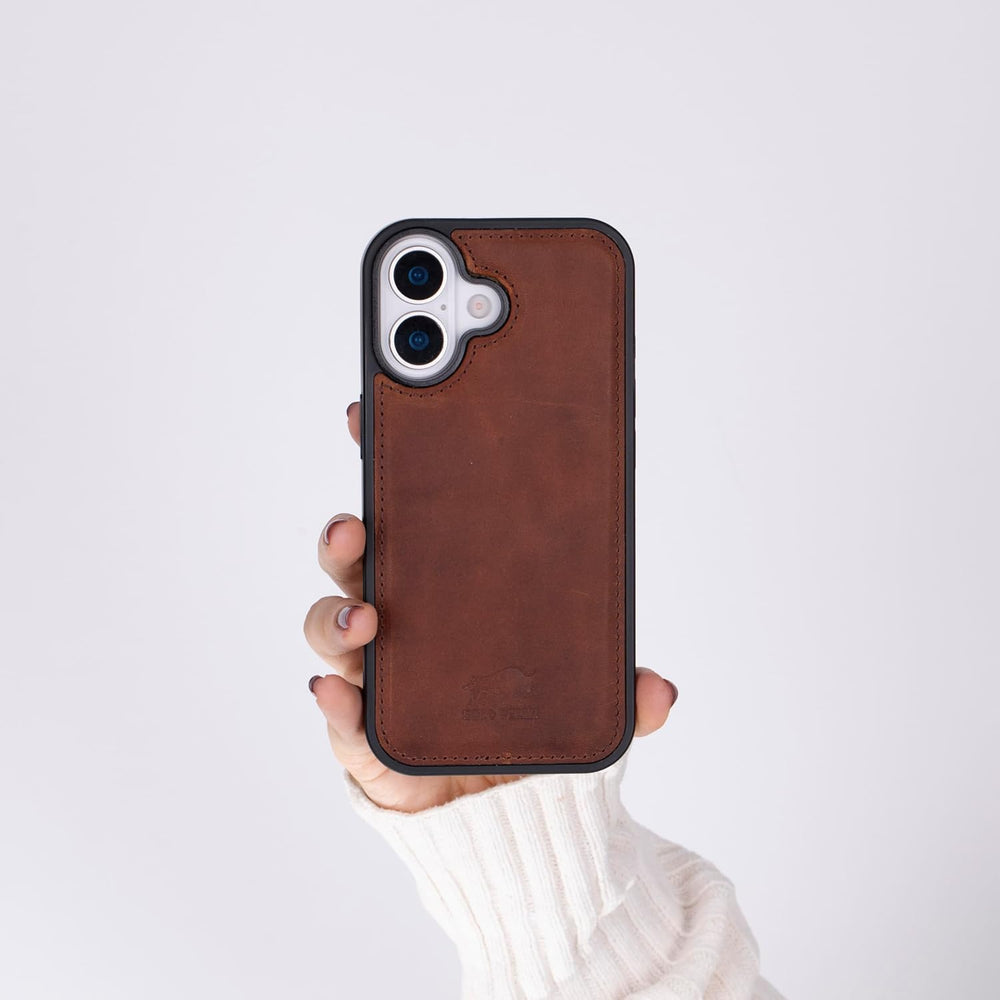 Vintage Braun Solo Pelle Lederhülle für das iPhone 17 in 6.3 Zoll Stanford Case Leder Hülle Ledertasche Backcover aus echtem Leder geeignet für MagSafe Zubehör