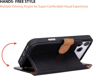 Solo Pelle Schwarz Lederhülle kompatibel für iPhone 17 Pro in 6.3 Zoll abnehmbare Hülle (2in1) inkl. Kartenfächer geeignet für MagSafe Zubehör