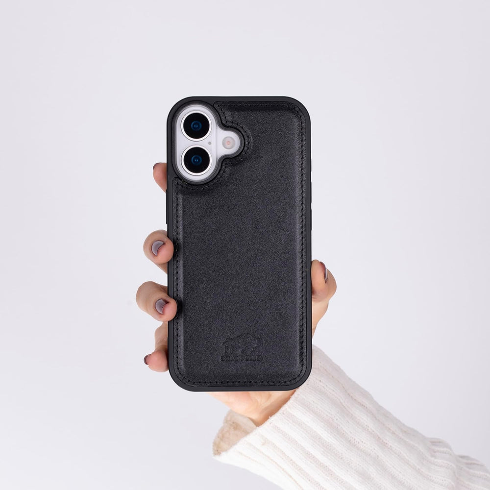 Schwarz Solo Pelle Lederhülle für das iPhone 17 in 6.3 Zoll Stanford Case Leder Hülle Ledertasche Backcover aus echtem Leder geeignet für MagSafe Zubehör