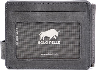 Solo Pelle Steingrau kleine Mini Geldbörse aus echtem Leder - Platz für 8-16 Karten + 1 Scheinfach