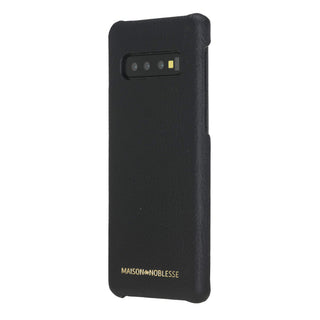 Maison de Noblesse kompatibel mit Samsung S10 Plus Lederhülle Ledertasche Backcover Ultra Slim (Kaviar Schwarz)