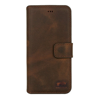 Solo Pelle "Wallet Ledertasche mit Aufstellfunktion & Kartenfächern (Samsung S6, Vintage Braun)