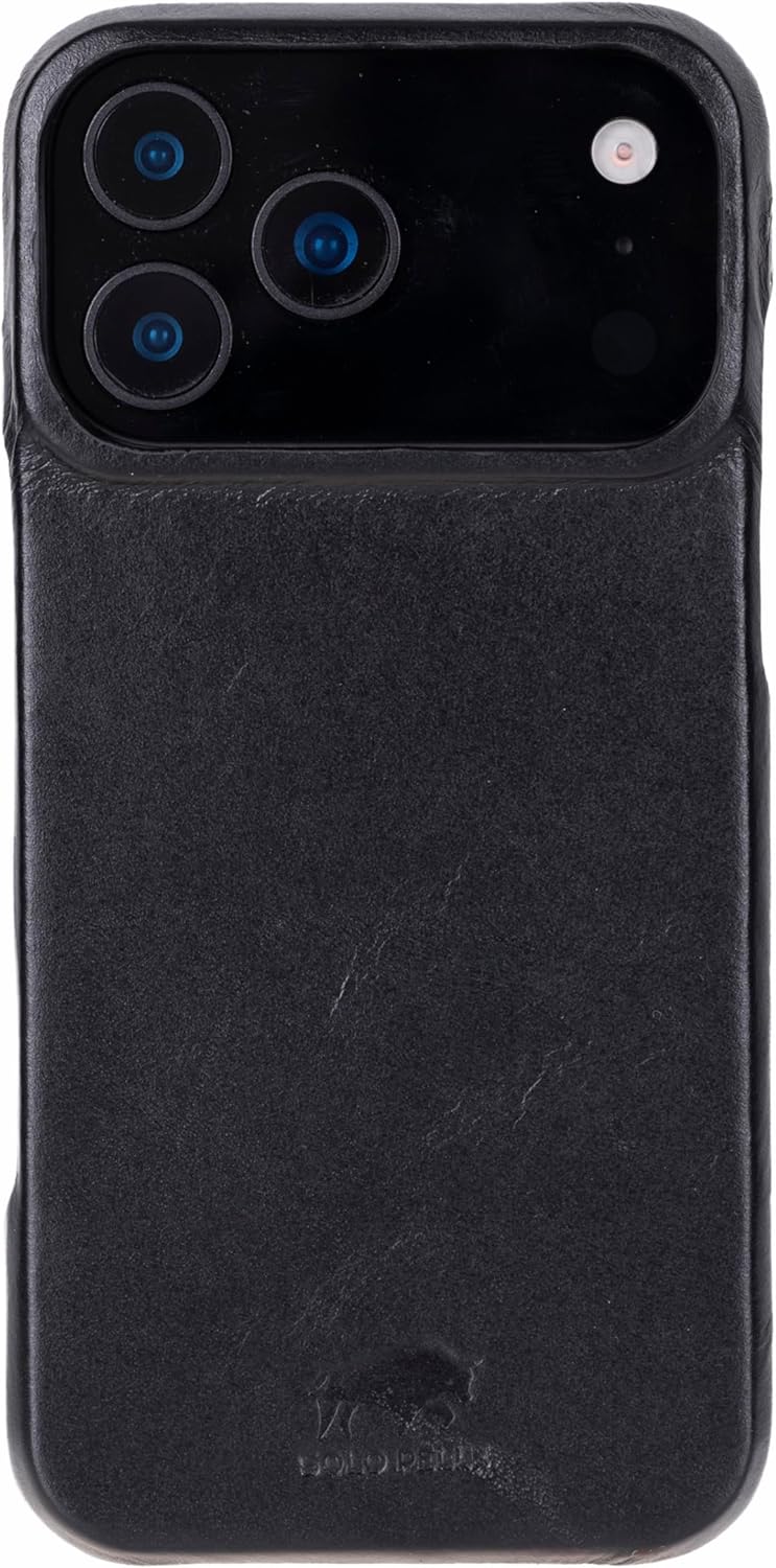Solo Pelle Schwarz Lederhülle kompatibel für iPhone 17 Pro Max in 6.9 Zoll abnehmbare Hülle (2in1) inkl. Kartenfächer geeignet für MagSafe Zubehör