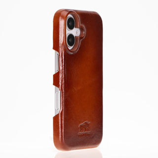 Solo Pelle Lederhülle für das iPhone 16 in 6.1 Zoll Princeton Case Leder Hülle Ledertasche Backcover aus echtem Leder geeignet für MagSafe Zubehör Cognac Braun