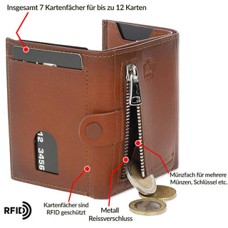 Slim Wallet "Riva" mit Münzfach 12 Karten - Matt Schwarz