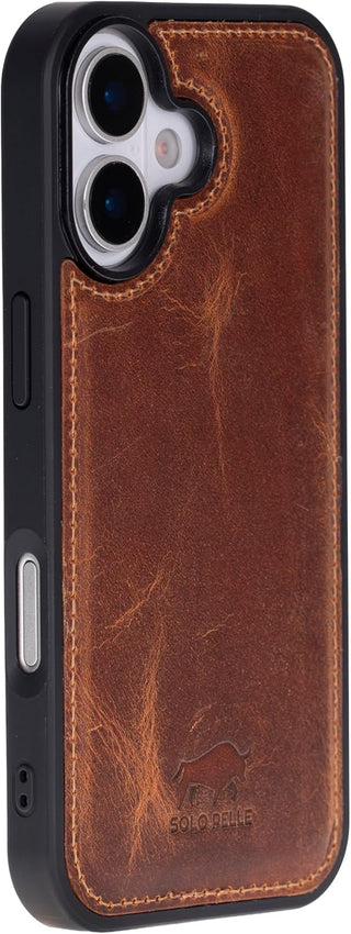 Camel Braun Solo Pelle Lederhülle für das iPhone 17 in 6.3 Zoll Stanford Case Leder Hülle Ledertasche Backcover aus echtem Leder geeignet für MagSafe Zubehör