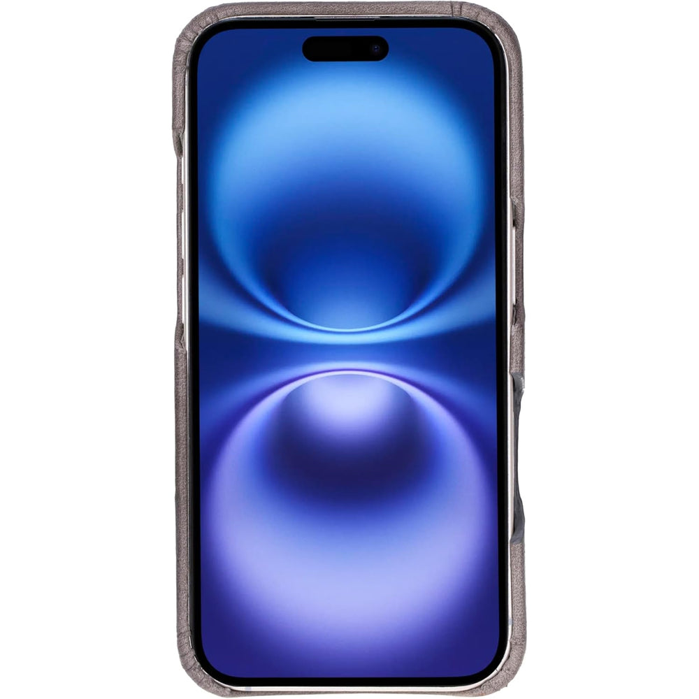 Solo Pelle Lederhülle für das iPhone 16 in 6.1 Zoll Princeton Case Leder Hülle Ledertasche Backcover aus echtem Leder geeignet für MagSafe Zubehör Steingrau