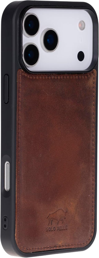 Solo Pelle Vintage Braun Lederhülle für das iPhone 17 Pro Max in 6.9 Zoll Stanford Case Leder Hülle Ledertasche Backcover aus echtem Leder geeignet für MagSafe Zubehör