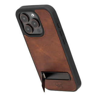 Solo Pelle Lederhülle für das iPhone 15 Pro 6.1 Zoll Drop Case Case Leder - Cognac Braun