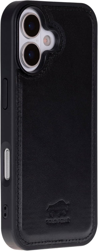 Solo Pelle Schwarz, Lederhülle kompatibel für iPhone 17 in 6.3 Zoll abnehmbare Hülle (2in1) inkl. Kartenfächer geeignet für MagSafe Zubehör