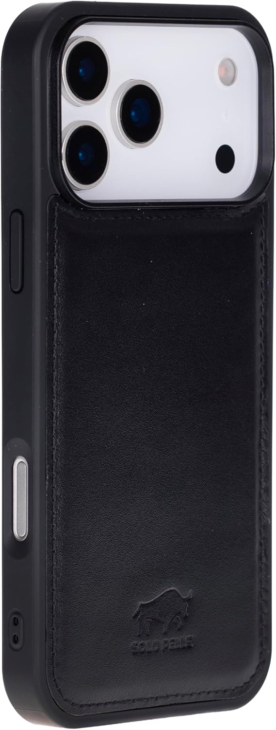 Solo Pelle Schwarz Lederhülle für das iPhone 17 Pro Max in 6.9 Zoll Stanford Case Leder Hülle Ledertasche Backcover aus echtem Leder geeignet für MagSafe Zubehör