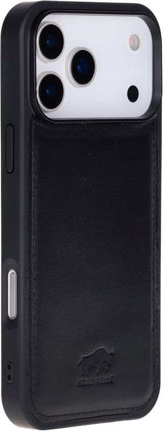 Solo Pelle Schwarz Lederhülle für das iPhone 17 Pro Max in 6.9 Zoll Stanford Case Leder Hülle Ledertasche Backcover aus echtem Leder geeignet für MagSafe Zubehör