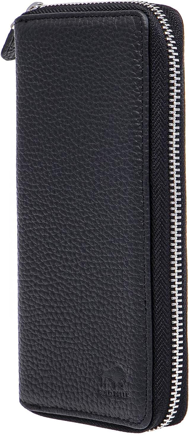 Solo Pelle " Universal Wallet passend für Apple iPhone 17 und iPhone 11 bis 16 Pro Max und Geräte bis 7,1 Zoll Reiseetui I Geldbörse aus echtem Leder (Matt Schwarz)