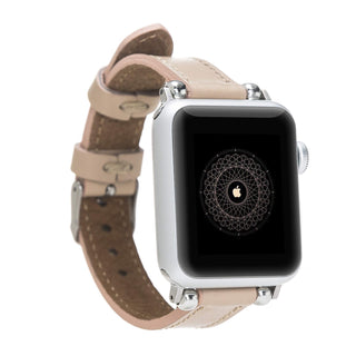 Solo Pelle Lederarmband Lady Slim für das Apple Watch Series 1-4 I Armband für das original Apple Watch 1, 2, 3 und 4 in 38/40mm Cognac Braun Burned