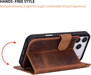 Solo Pelle Vintage Braun Lederhülle kompatibel für iPhone 17 Pro in 6.3 Zoll abnehmbare Hülle (2in1) inkl. Kartenfächer geeignet für MagSafe Zubehör