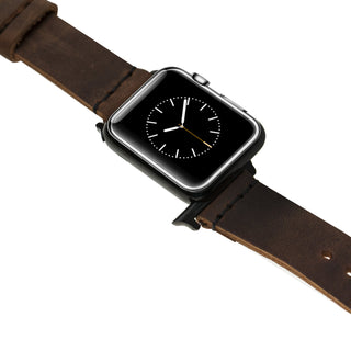 Solo Pelle Lederarmband Monaco für das Apple Watch Series 1-4 I Armband für das original Apple Watch 1, 2, 3 und 4 (38/40mm, Vintage Braun + Schwarze Naht + Spacegrau Adapter)