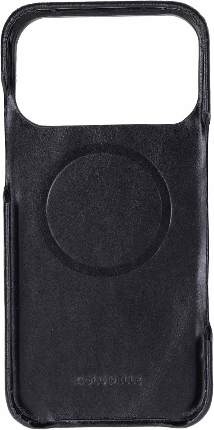 Solo Pelle Schwarz Lederhülle kompatibel für iPhone 17 Pro in 6.3 Zoll abnehmbare Hülle (2in1) inkl. Kartenfächer geeignet für MagSafe Zubehör