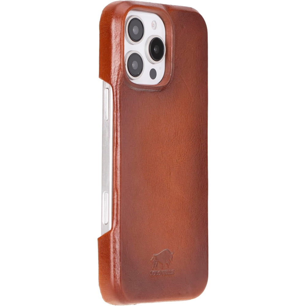 Solo Pelle Lederhülle für das iPhone 16 Pro Max in 6.9 Zoll Princeton Case Leder Hülle Ledertasche Backcover aus echtem Leder geeignet für MagSafe Zubehör Cognac Braun