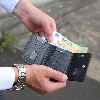 Slim Wallet "Riga" mit Münzfach 12 Karten - Carbon