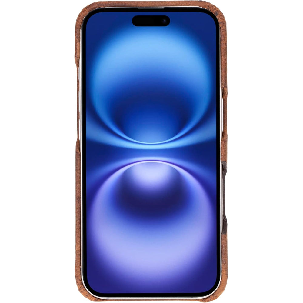 Solo Pelle Lederhülle für das iPhone 16 in 6.1 Zoll Princeton Case Leder Hülle Ledertasche Backcover aus echtem Leder geeignet für MagSafe Zubehör Vintage Braun