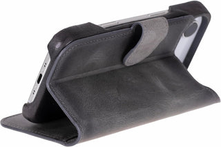 Solo Pelle Steingrau Lederhülle kompatibel für iPhone Air in 6.5 Zoll abnehmbare Hülle (2in1) inkl. Kartenfächer geeignet für MagSafe Zubehör