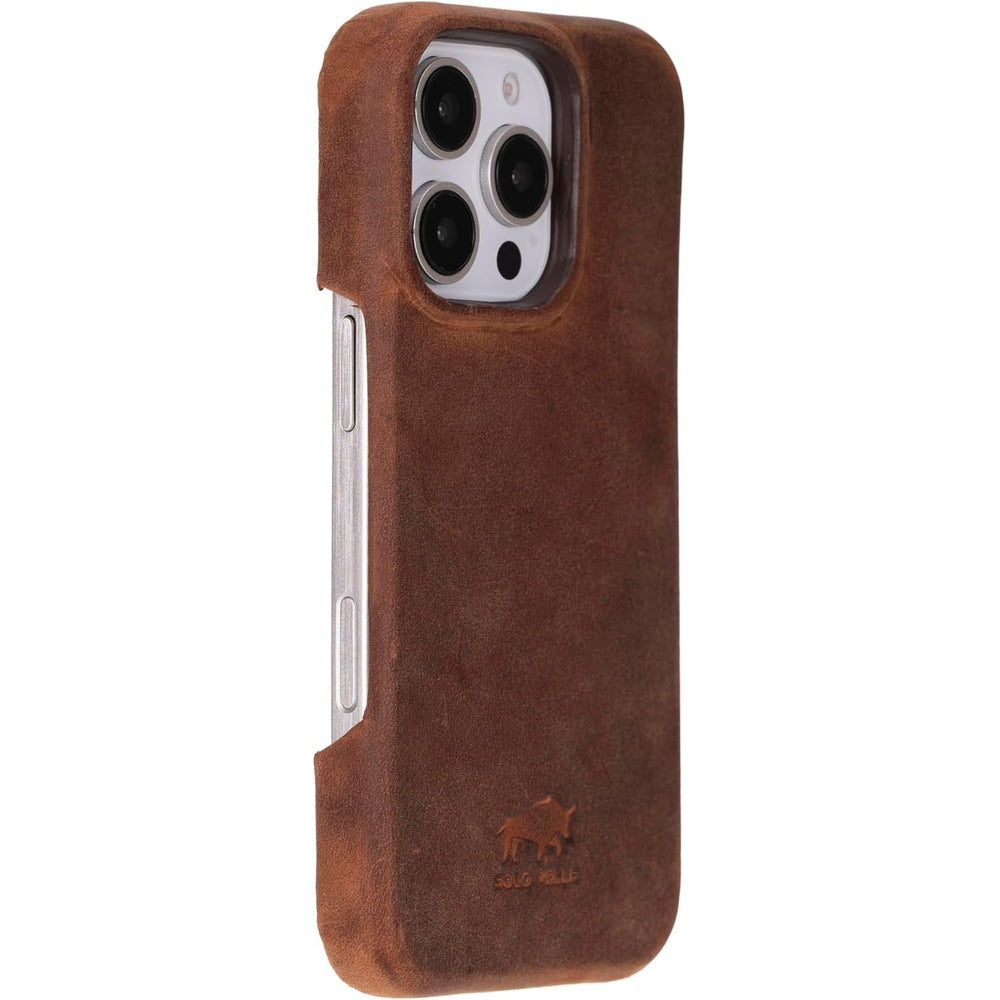 Solo Pelle Lederhülle für das iPhone 16 Pro Max in 6.9 Zoll Princeton Case Leder Hülle Ledertasche Backcover aus echtem Leder geeignet für MagSafe Zubehör Vintage Braun