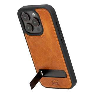 Solo Pelle Lederhülle für das iPhone 15 Pro 6.1 Zoll Drop Case Case Leder - Cognac Braun