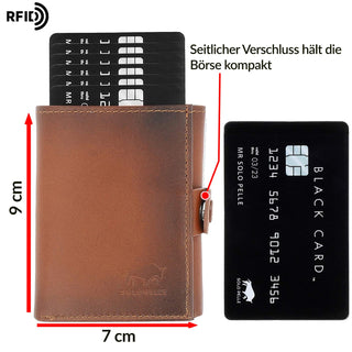 Slim Wallet "Riva" mit Münzfach 12 Karten - Matt Schwarz