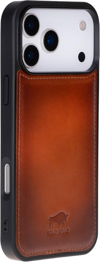 Solo Pelle Cognac Braun Lederhülle für das iPhone 17 Pro Max in 6.9 Zoll Stanford Case Leder Hülle Ledertasche Backcover aus echtem Leder geeignet für MagSafe Zubehör