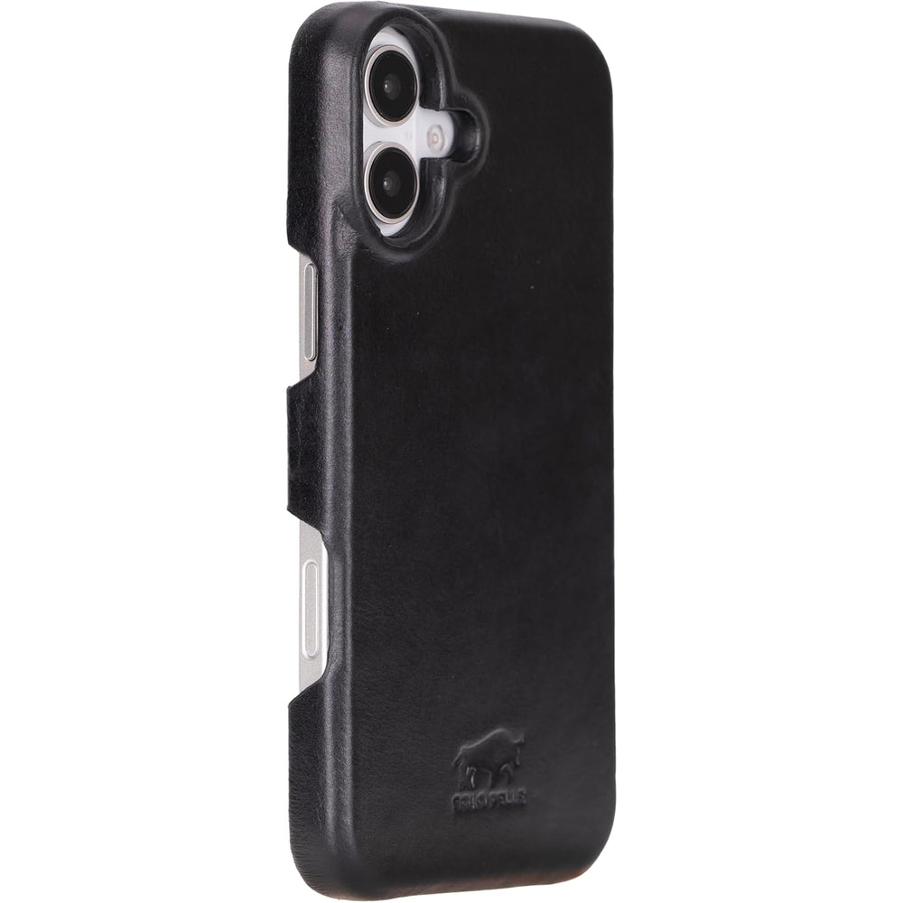 Solo Pelle Lederhülle für das iPhone 16 Plus in 6.7 Zoll Princeton Case Leder Hülle Ledertasche Backcover aus echtem Leder geeignet für MagSafe Zubehö Schwarz