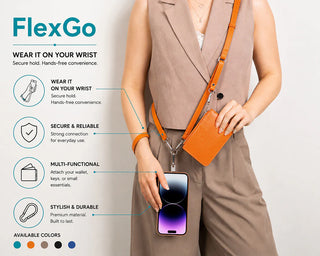 FlexGo PU Leather Phone Strap & Wallet Set – Clip-On Flex
