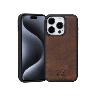 Solo Pelle Lederhülle für das iPhone 15 Pro in 6.1 Zoll Stanford Case - Cognac Braun