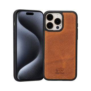 Solo Pelle Lederhülle für das iPhone 15 Pro Max in 6.7 Zoll Stanford Case - Cognac Braun