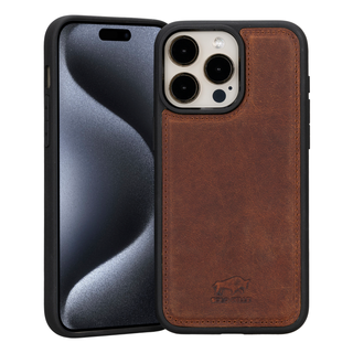 Solo Pelle Lederhülle für das iPhone 15 Pro Max in 6.7 Zoll Stanford Case - Cognac Braun