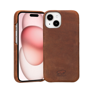 Solo Pelle Lederhülle für das iPhone 15 in 6.1 Zoll Princeton Case - Camel Braun