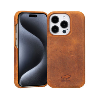 Solo Pelle Lederhülle für das iPhone 15 Pro in 6.1 Zoll Princeton Case - Steingrau