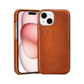 Solo Pelle Lederhülle für das iPhone 15 in 6.1 Zoll Princeton Case - Cognac Braun